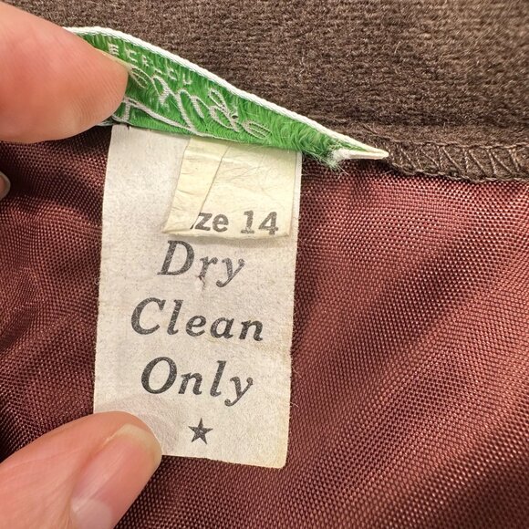 Vintage Brown A Line Skirt Size 14 Prestige Of Boston USA Fall 1970s Pleated - Picture 5 of 7